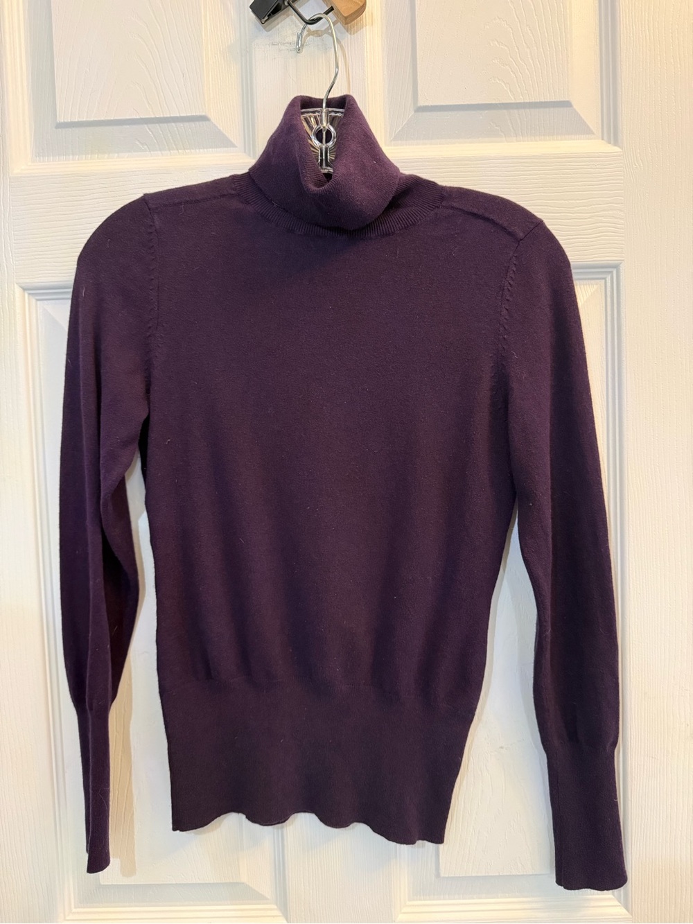 Banana Republic Women's Deep Plum Cotton/Silk/Cashmere Blend Turtleneck Sweater